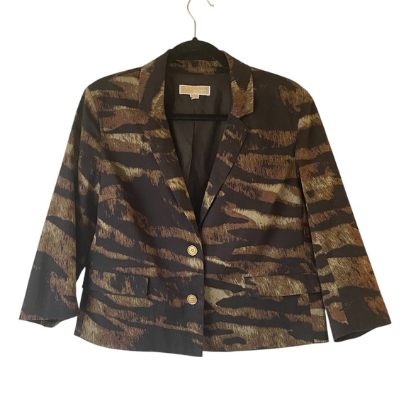 Michael Michael Kors animal print 3/4 length sleeve blazer jacket size medium - Picture 1 of 9
